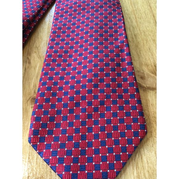 Brooks Brothers 346 Red Navy Checkered Mens Silk Tie Old Money - Picture 2 of 5